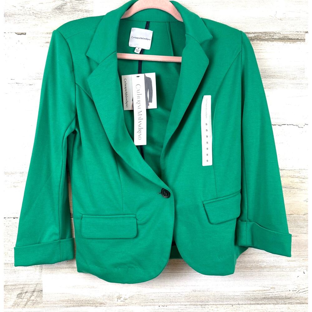 Catherine Malandrino Womens S Green Ponte Knit Blazer NWT Business Casual